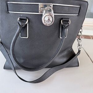 Michael Kors Black Shoulder Bag with Silver Accents